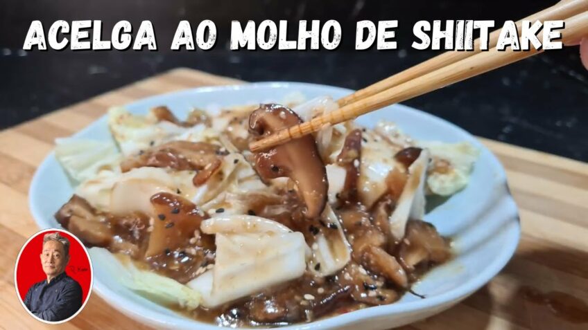 Acelga ao molho de cogumelo podendo ser vegano