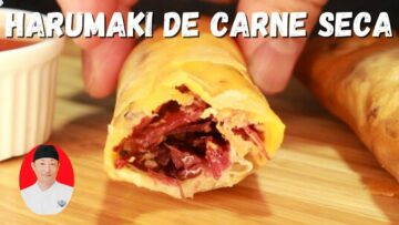 Harumaki recheado com carne seca